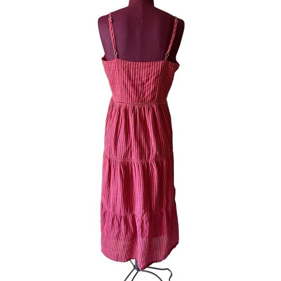 Anthropologie Sundry Elena Tiered Midi Dress size 2 Red Striped Sleeveless - Picture 3 of 10
